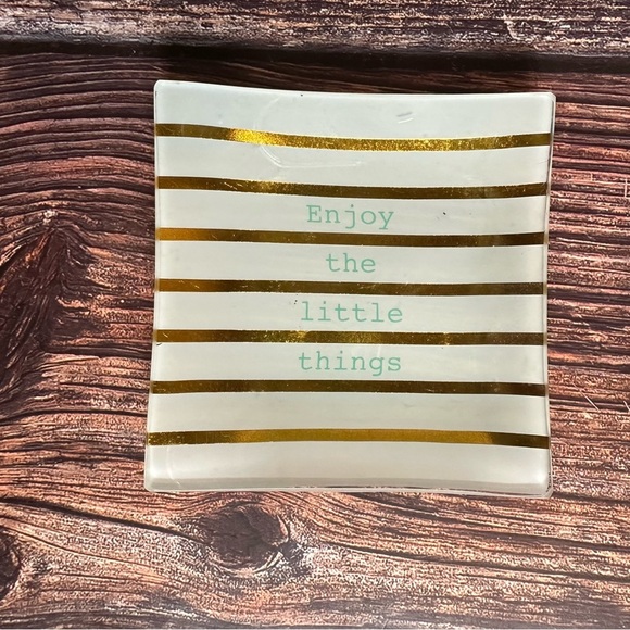 Glass Trinket Tray "Enjoy the little things" - Picture 1 of 3